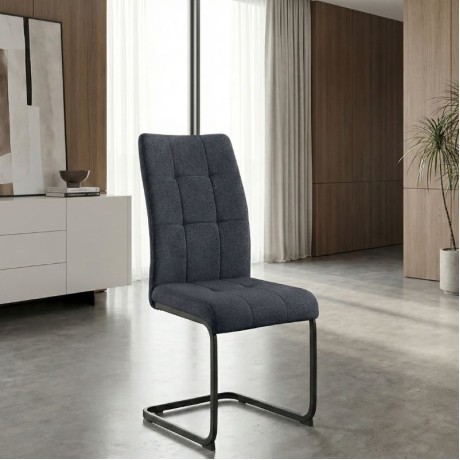 Laura Megapap fabric dining chair  in anthracite color with black metal base 42x58x98cm.