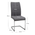 Laura Megapap fabric dining chair  in grey color with chrome metal base 42x58x98cm.