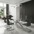 Laura Megapap fabric dining chair  in grey color with chrome metal base 42x58x98cm.