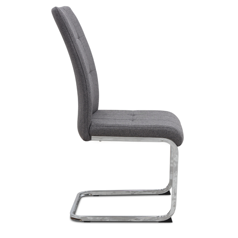 Laura Megapap fabric dining chair  in grey color with chrome metal base 42x58x98cm.