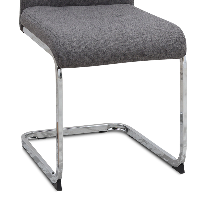Laura Megapap fabric dining chair  in grey color with chrome metal base 42x58x98cm.