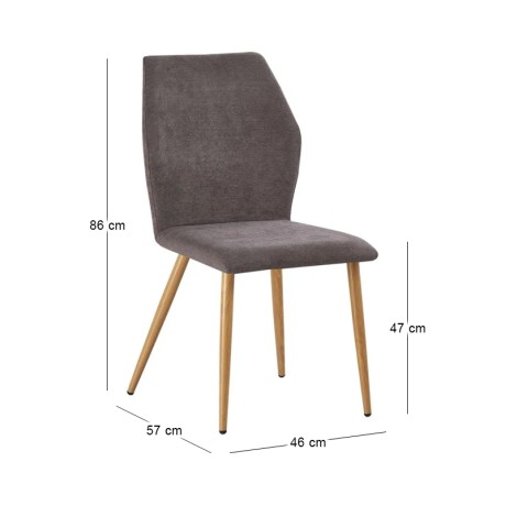 LETO Chair Natural Wood Color Metal/Grey Brown Fabric