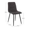 LYDIA Chair Metal Black, Black Suede Fabric