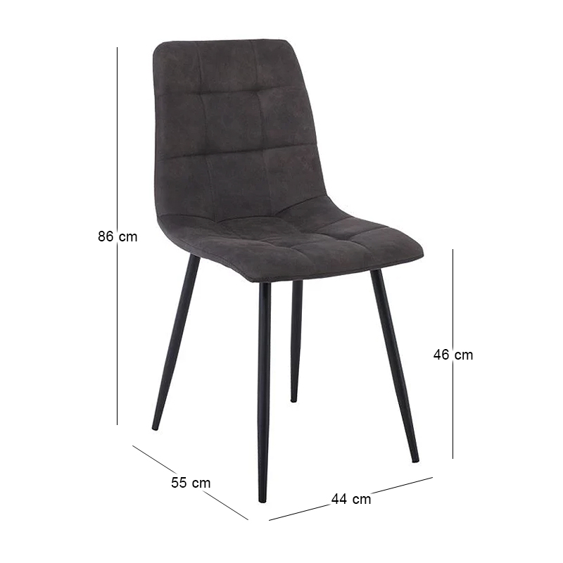 LYDIA Chair Metal Black, Black Suede Fabric