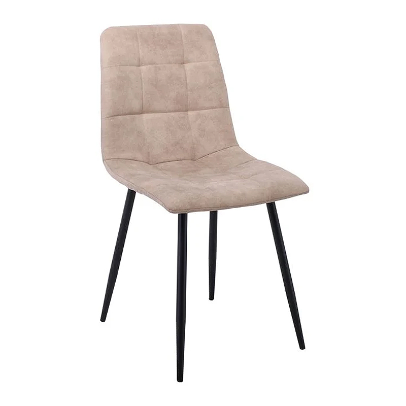 LYDIA Chair Metal Black, Beige Suede Fabric