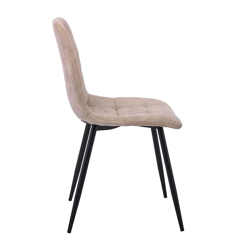 LYDIA Chair Metal Black, Beige Suede Fabric