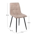 LYDIA Chair Metal Black, Beige Suede Fabric