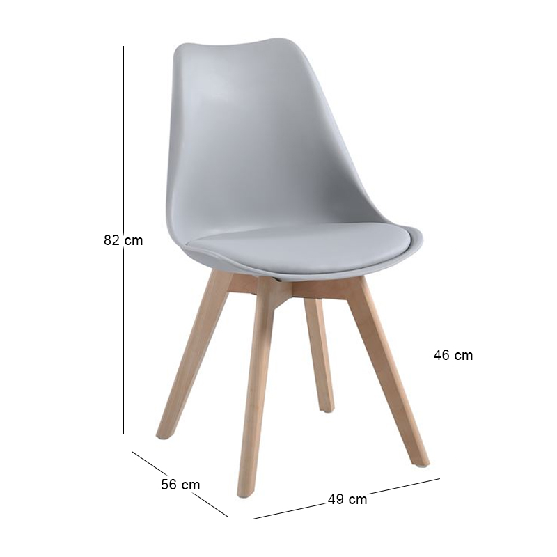 MARTIN Chair PP Grey (Metal cross) / assembled cushion