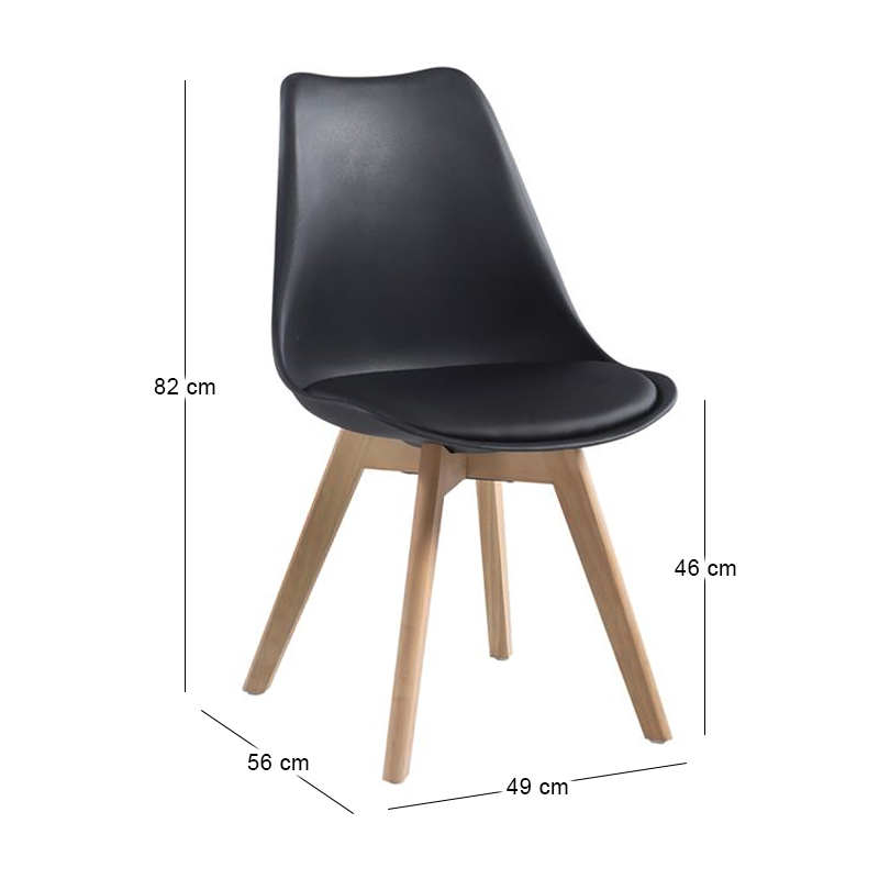 MARTIN Chair PP Black (Metal cross) / assembled cushion