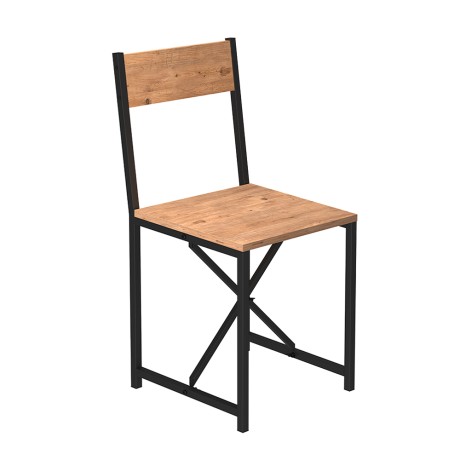 Καρέκλα τραπεζαρίας Maysa Megapap χρώμα μαύρο - pine oak 40,2x42,5x84,7εκ.