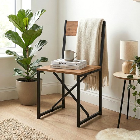 Καρέκλα τραπεζαρίας Maysa Megapap χρώμα μαύρο - pine oak 40,2x42,5x84,7εκ.