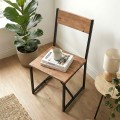 Maysa Megapap melamine - metal dining chair in black - pine oak color 40.2x42.5x84.7cm.