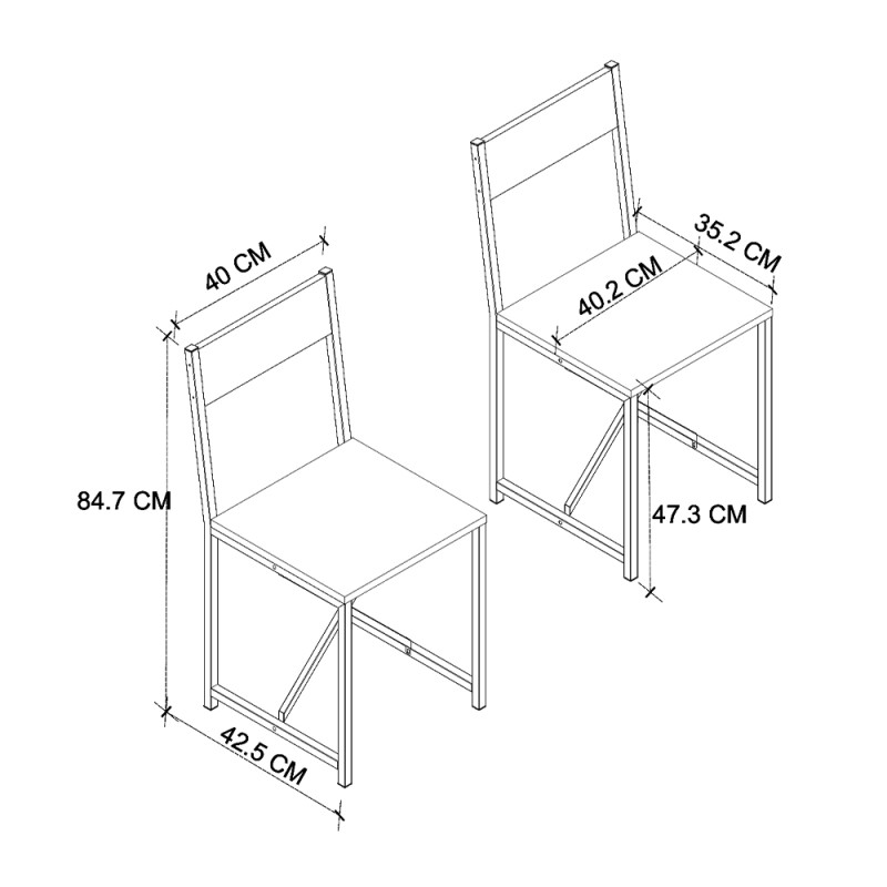 Maysa Megapap melamine - metal dining chair in black - pine oak color 40.2x42.5x84.7cm.