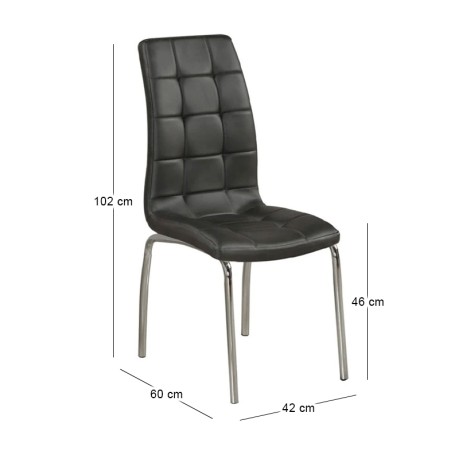 MELVA Chair Chrome, PU Black