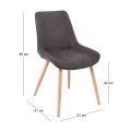 MORGAN Chair Natural Metal Paint/Suede Anthracite Fabric