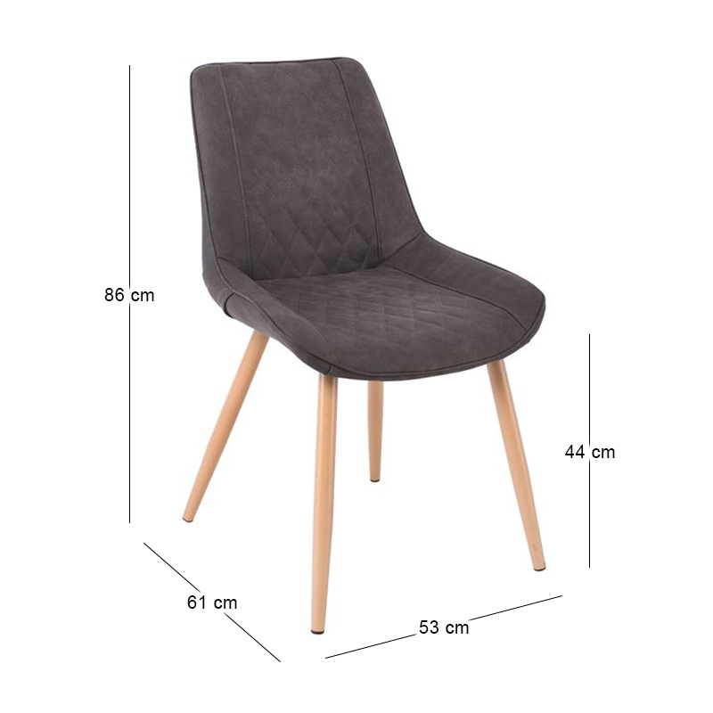 MORGAN Chair Natural Metal Paint/Suede Anthracite Fabric