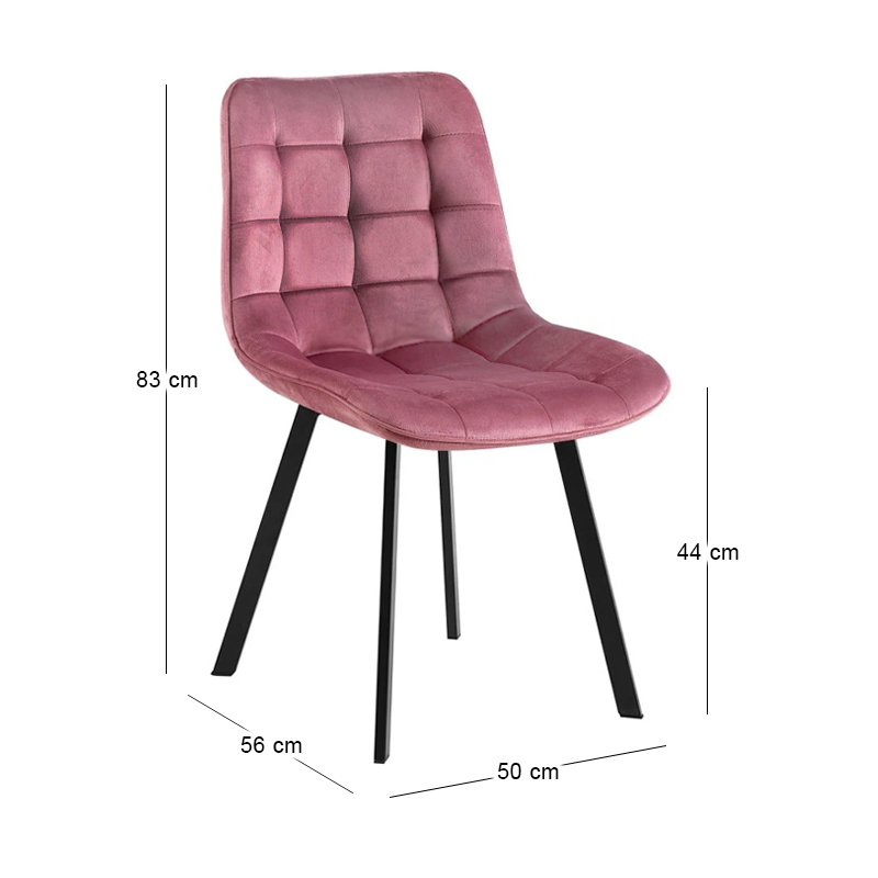 Καρέκλα τραπεζαρίας Myriam K ύφασμα velure χρώμα dirty pink 50x56x83εκ.