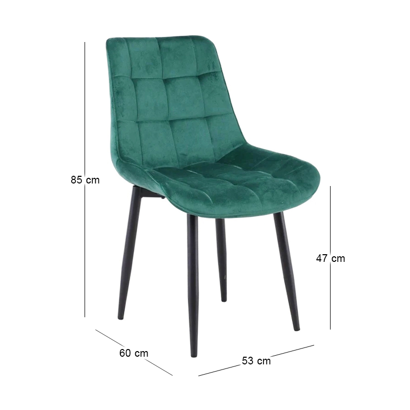 MYRIAM-R Chair Metal Black/Fabric Velure Forest Green