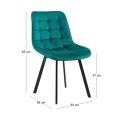 Καρέκλα τραπεζαρίας Myriam ύφασμα velure χρώμα forest green 50x56x83εκ.