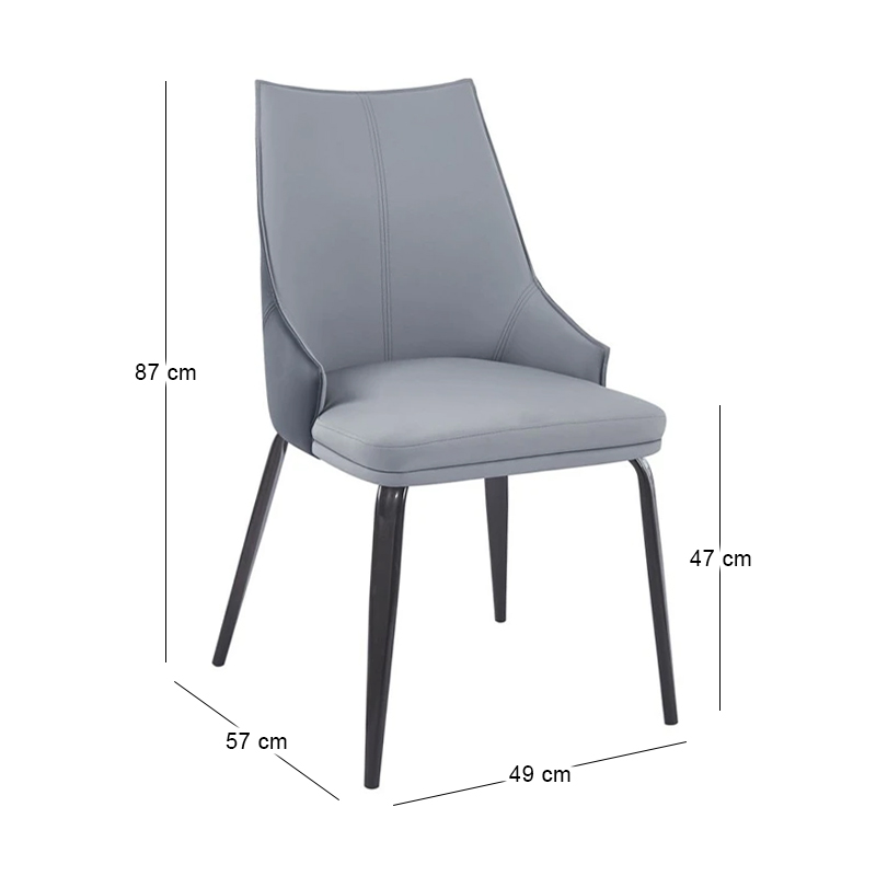 NORA Chair Metal Black Paint, Pu Light/Dark Grey