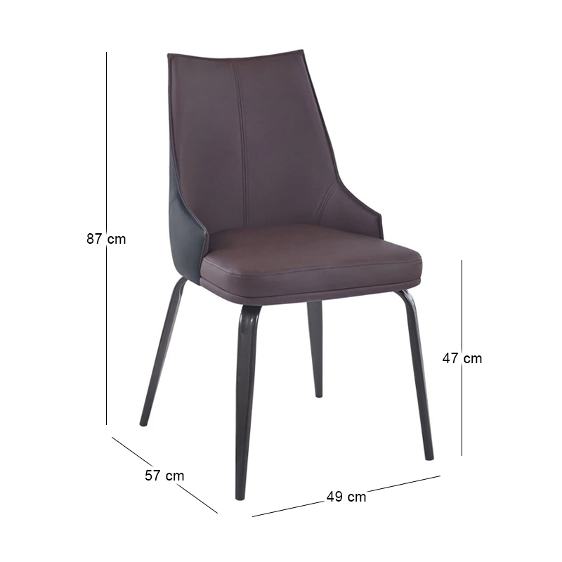 NORA Chair Metal Black Paint, Pu Dark Brown/Black