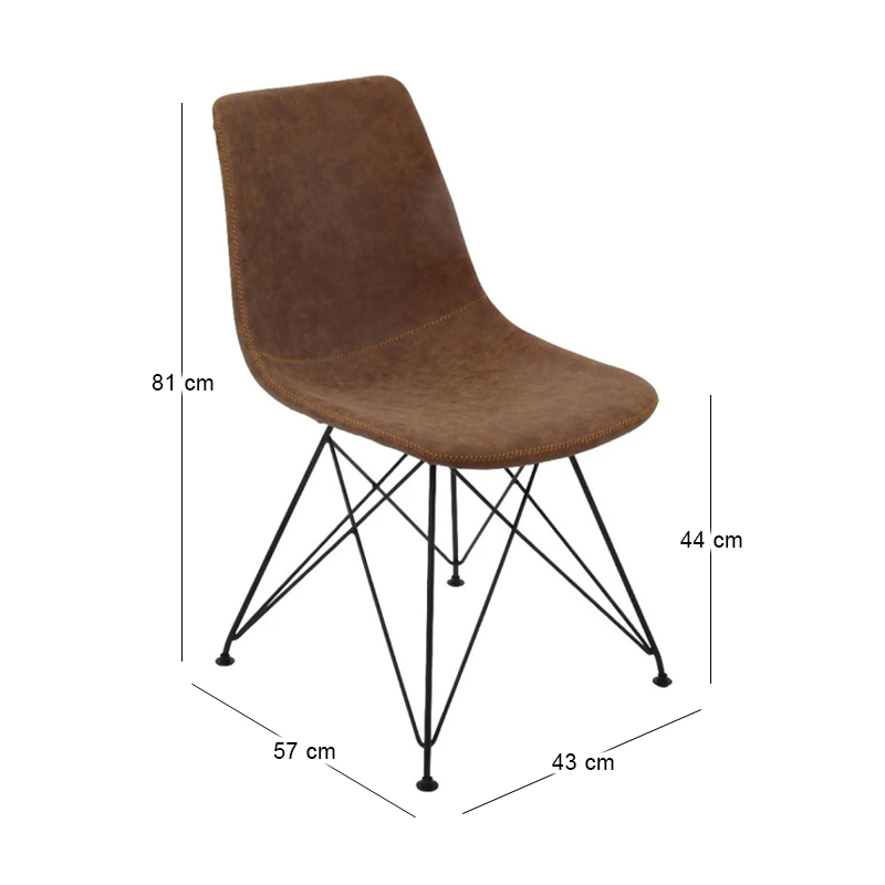 PANTON Chair Black Metal/Pu Vintage Brown
