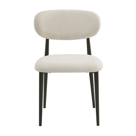POINT Chair Black Metal, Teddy White Fabric