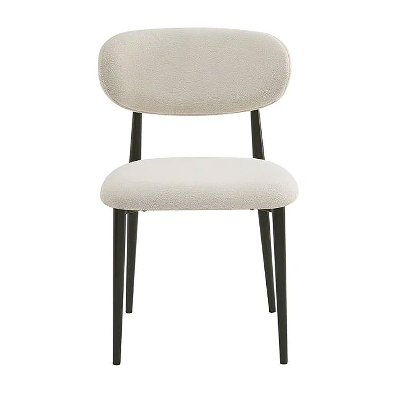 POINT Chair Black Metal, Teddy White Fabric
