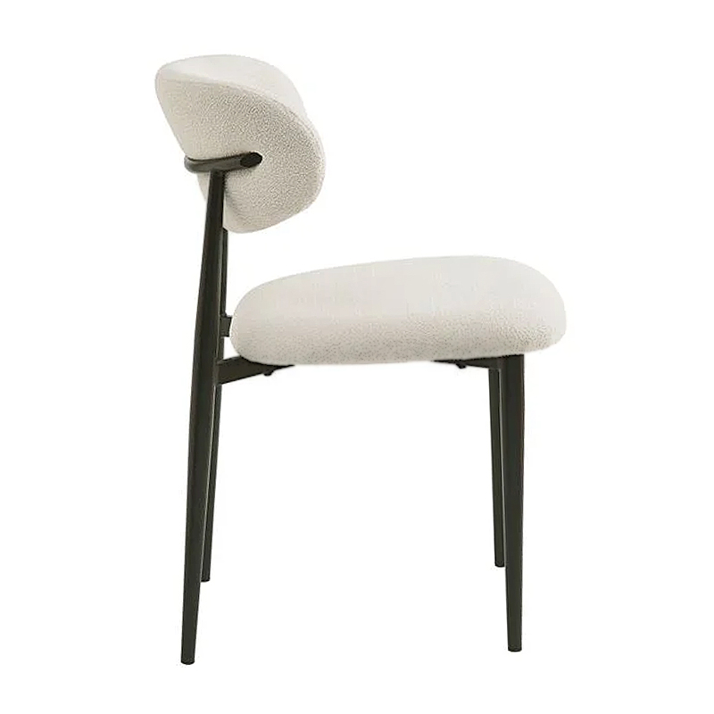 POINT Chair Black Metal, Teddy White Fabric