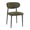 POINT Chair Black Metal, Teddy Olive Green Fabric