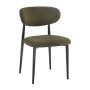 POINT Chair Black Metal, Teddy Olive Green Fabric
