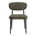 POINT Chair Black Metal, Teddy Olive Green Fabric