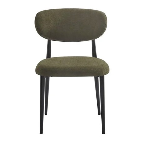 POINT Chair Black Metal, Teddy Olive Green Fabric