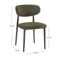POINT Chair Black Metal, Teddy Olive Green Fabric