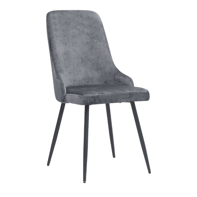 Roberta Megapap fabric dining chair in grey color with black metal legs 46x62x91cm.