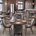 Roberta Megapap fabric dining chair in grey color with black metal legs 46x62x91cm.