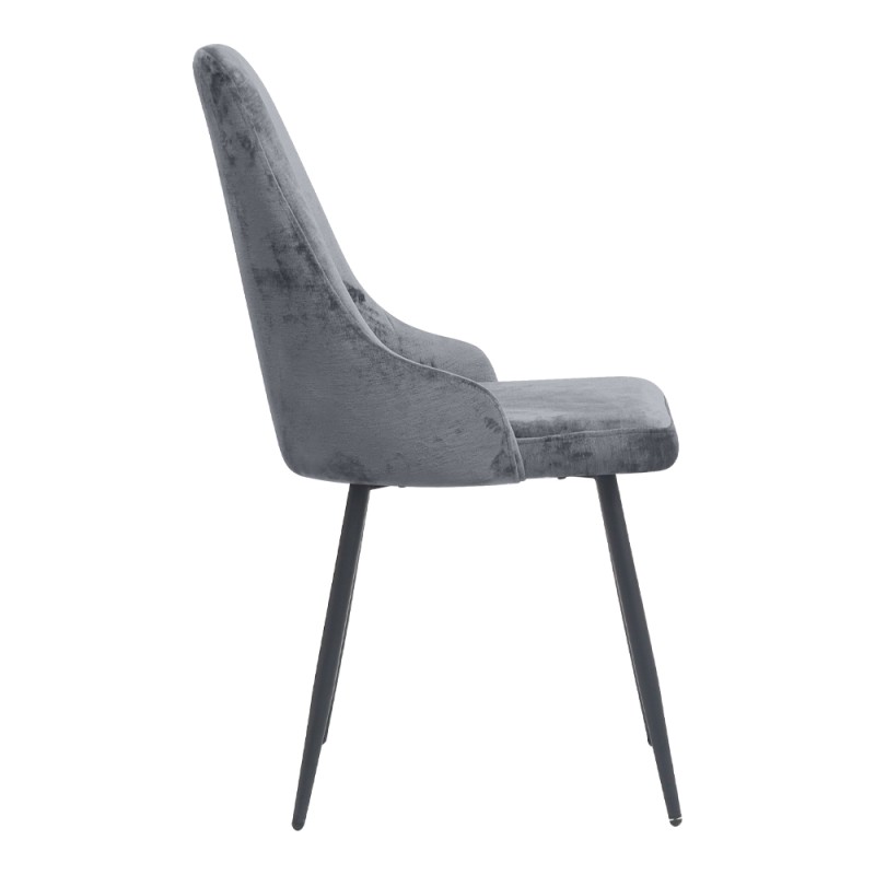 Roberta Megapap fabric dining chair in grey color with black metal legs 46x62x91cm.