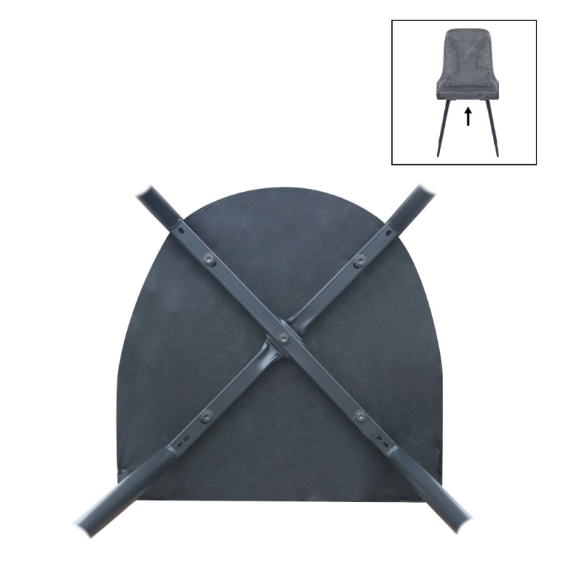 Roberta Megapap fabric dining chair in grey color with black metal legs 46x62x91cm.