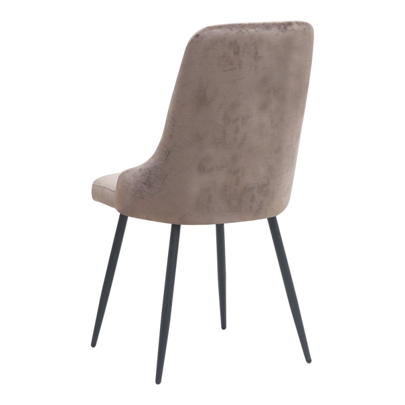 Roberta Megapap fabric dining chair in beige-brown color with black metal legs 46x62x91cm.
