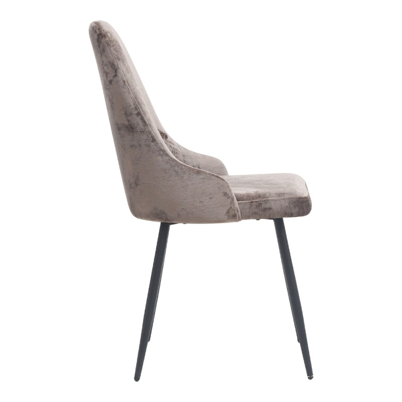 Roberta Megapap fabric dining chair in beige-brown color with black metal legs 46x62x91cm.