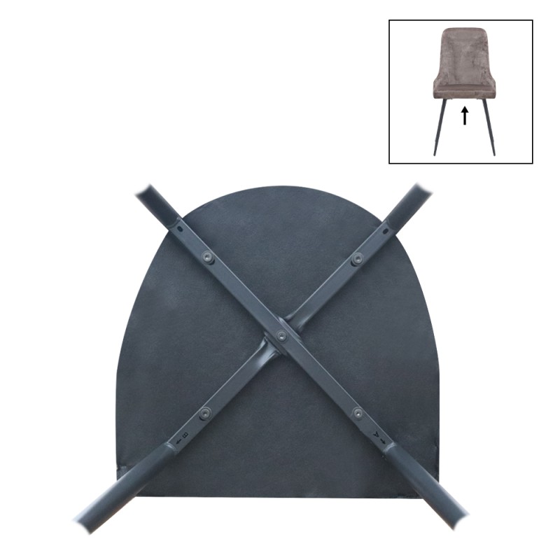 Roberta Megapap fabric dining chair in beige-brown color with black metal legs 46x62x91cm.