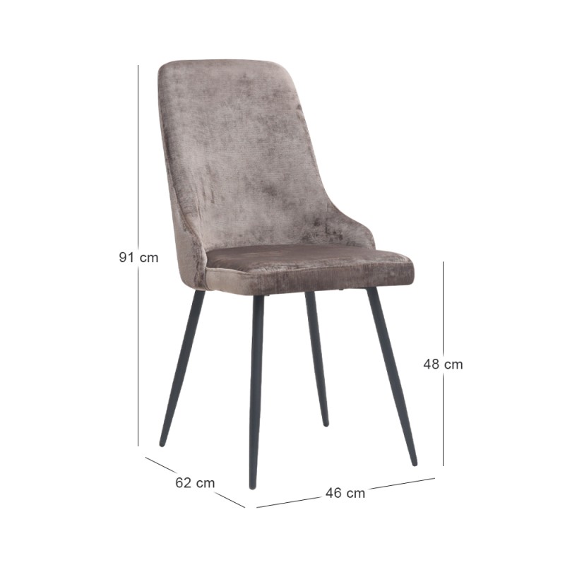 Roberta Megapap fabric dining chair in beige-brown color with black metal legs 46x62x91cm.