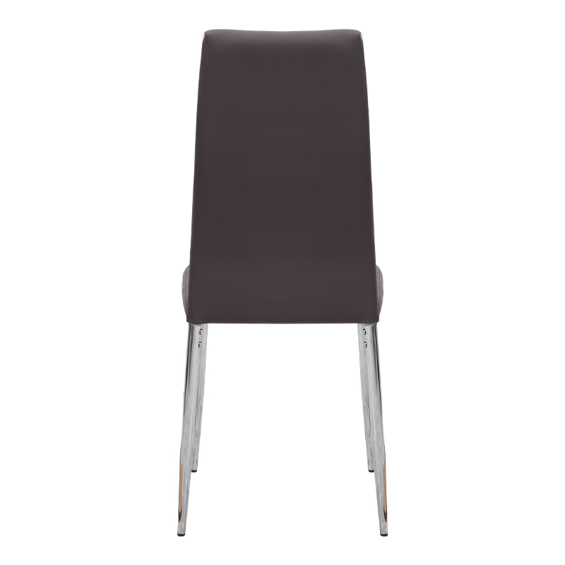 Rosa Megapap PU Leather dining chair in brown color with chrome metal leg 41x48x98cm.