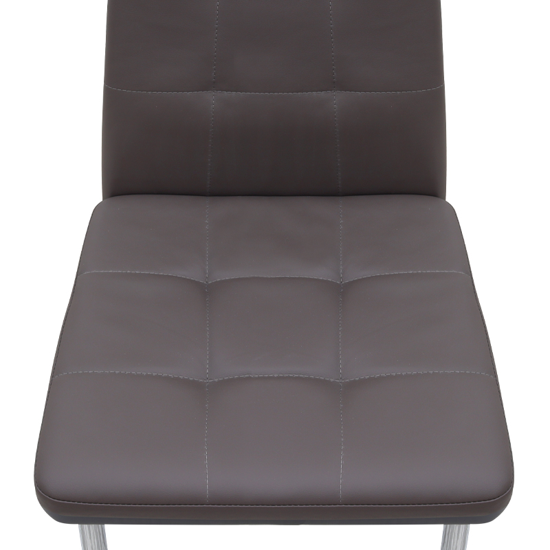 Rosa Megapap PU Leather dining chair in brown color with chrome metal leg 41x48x98cm.