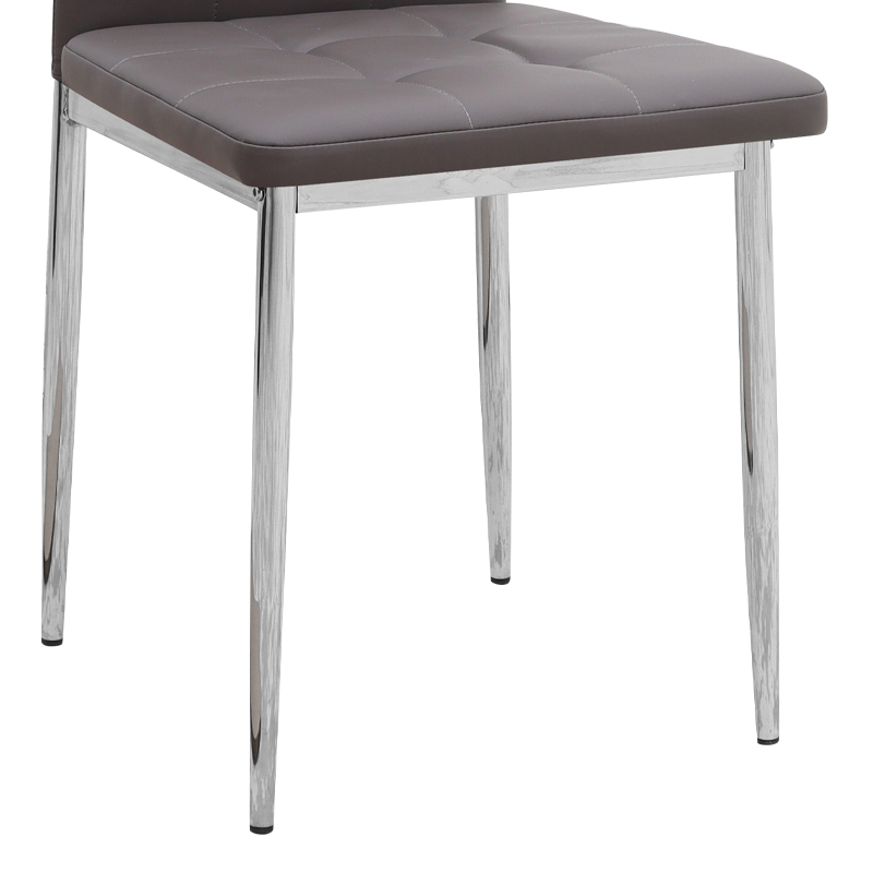Rosa Megapap PU Leather dining chair in brown color with chrome metal leg 41x48x98cm.