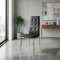 Rosa Megapap PU Leather dining chair in black color with chrome metal leg 41x48x98cm.