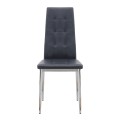 Rosa Megapap PU Leather dining chair in black color with chrome metal leg 41x48x98cm.