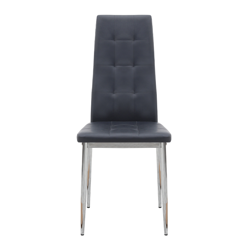 Rosa Megapap PU Leather dining chair in black color with chrome metal leg 41x48x98cm.