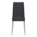 Rosa Megapap PU Leather dining chair in black color with chrome metal leg 41x48x98cm.