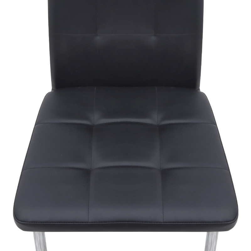 Rosa Megapap PU Leather dining chair in black color with chrome metal leg 41x48x98cm.